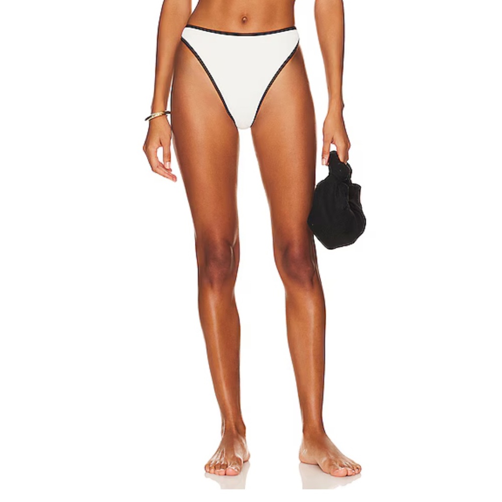 LSPACE Nora Bitsy High Waisted Bottom in Cream & Black